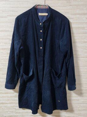 Croco Long-Sleeve Shirt Dress Corduroy Navy